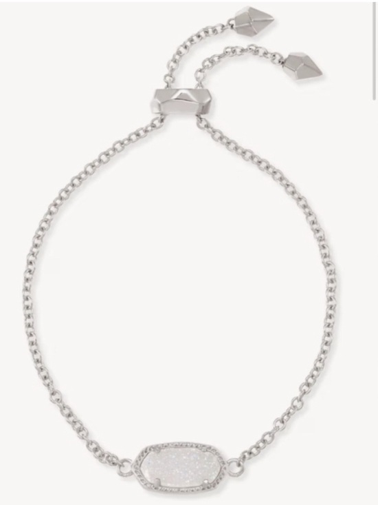 Kendra Scott Jewelry - Kendra Scott Elaina Silver Adjustable Chain Bracelet Iridescent Druzy Pendant